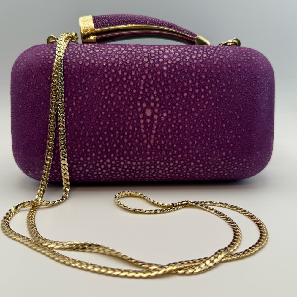 Vince Camuto Stingray Horn Clutch Purple